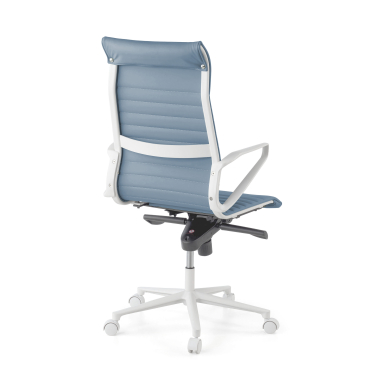 fauteuil de direction blanc bleu dossier haut structure blanche simil cuir accoudoirs fixes 6