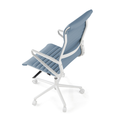 fauteuil de direction blanc bleu dossier haut structure blanche simil cuir accoudoirs fixes 8