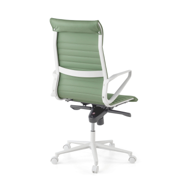fauteuil de direction blanc vert dossier haut structure blanche simil cuir accoudoirs fixes 6