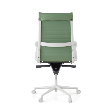 fauteuil de direction blanc vert dossier haut structure blanche simil cuir accoudoirs fixes 7