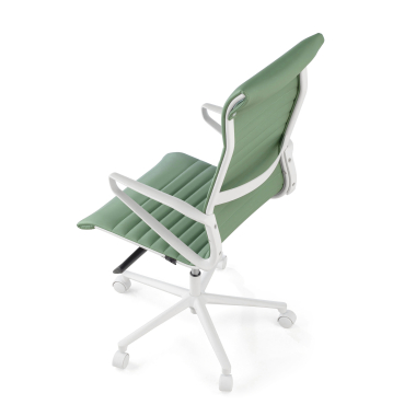 fauteuil de direction blanc vert dossier haut structure blanche simil cuir accoudoirs fixes 8