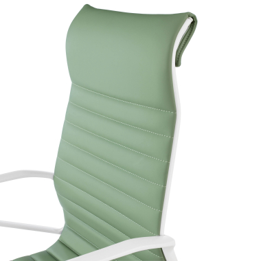 fauteuil de direction blanc vert dossier haut structure blanche simil cuir accoudoirs fixes 9