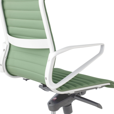 fauteuil de direction blanc vert dossier haut structure blanche simil cuir accoudoirs fixes 10