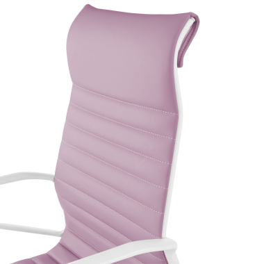 fauteuil de direction blanc rose dossier haut structure blanche simil cuir accoudoirs fixes 9