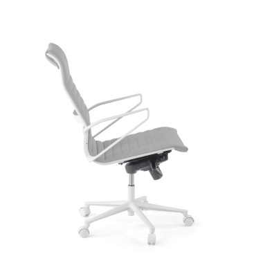 fauteuil de direction blanc gris dossier haut structure blanche simil cuir accoudoirs fixes 5