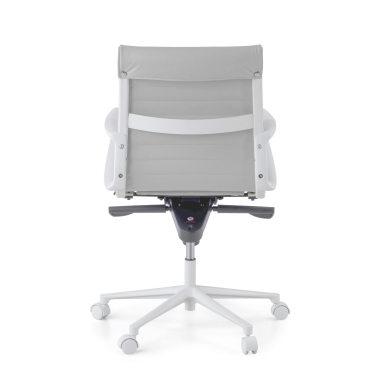 fauteuil de direction blanc gris dossier bas structure blanche simil cuir accoudoirs fixes 7
