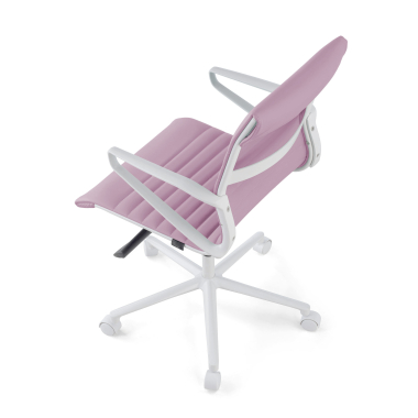 fauteuil de direction blanc rose dossier bas structure blanche simil cuir accoudoirs fixes 8