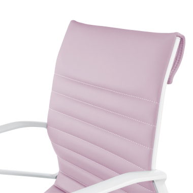 fauteuil de direction blanc rose dossier bas structure blanche simil cuir accoudoirs fixes 9