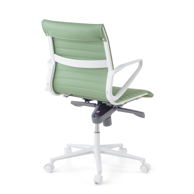 fauteuil de direction blanc vert dossier bas structure blanche simil cuir accoudoirs fixes 6