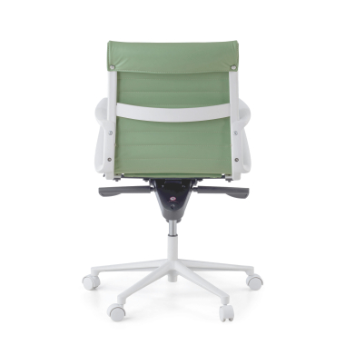 fauteuil de direction blanc vert dossier bas structure blanche simil cuir accoudoirs fixes 7