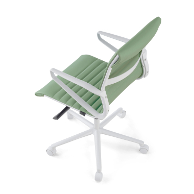 fauteuil de direction blanc vert dossier bas structure blanche simil cuir accoudoirs fixes 8