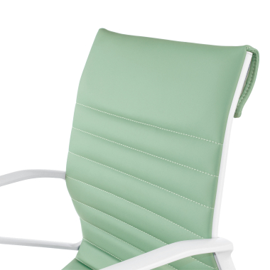 fauteuil de direction blanc vert dossier bas structure blanche simil cuir accoudoirs fixes 9