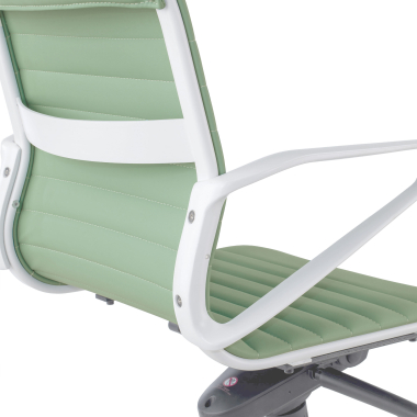 fauteuil de direction blanc vert dossier bas structure blanche simil cuir accoudoirs fixes 10