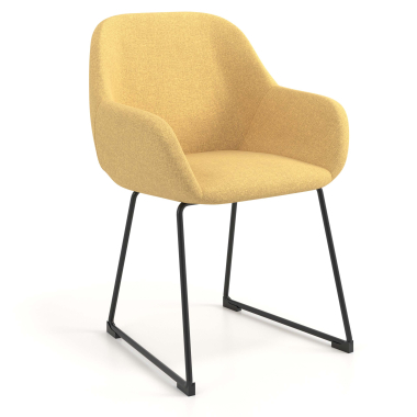 chaise visiteur jaune structure pietement luge tissu accoudoirs rembourres 1