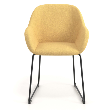 chaise visiteur jaune structure pietement luge tissu accoudoirs rembourres 4