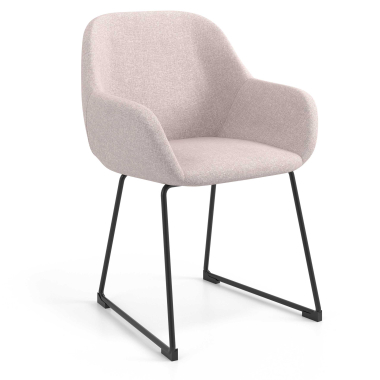 chaise visiteur beige structure pietement luge tissu accoudoirs rembourres 1