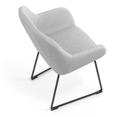 chaise visiteur gris clair structure pietement luge tissu accoudoirs rembourres 7