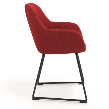 chaise visiteur rouge structure pietement luge tissu accoudoirs rembourres 3