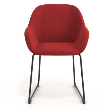 chaise visiteur rouge structure pietement luge tissu accoudoirs rembourres 4