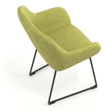 chaise visiteur vert structure pietement luge tissu accoudoirs rembourres 7