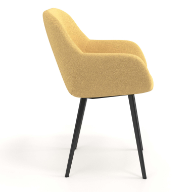 chaise visiteur noir jaune 4 pattes tissu accoudoirs rembourres 3