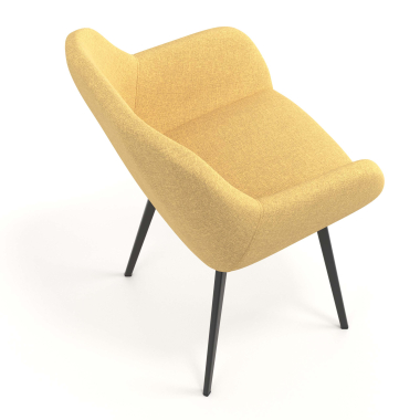 chaise visiteur noir jaune 4 pattes tissu accoudoirs rembourres 7
