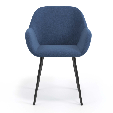 chaise visiteur noir bleu 4 pattes tissu accoudoirs rembourres 4