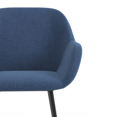 chaise visiteur noir bleu 4 pattes tissu accoudoirs rembourres 5