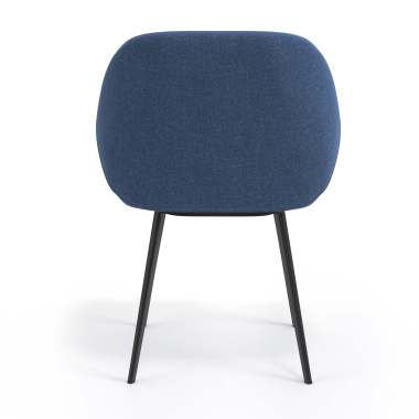 chaise visiteur noir bleu 4 pattes tissu accoudoirs rembourres 6