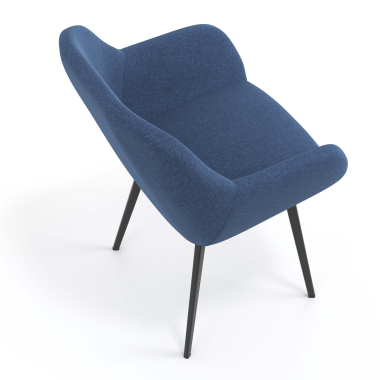 chaise visiteur noir bleu 4 pattes tissu accoudoirs rembourres 7