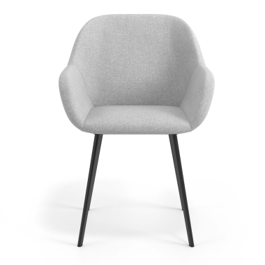 chaise visiteur noir gris clair 4 pattes tissu accoudoirs rembourres 4