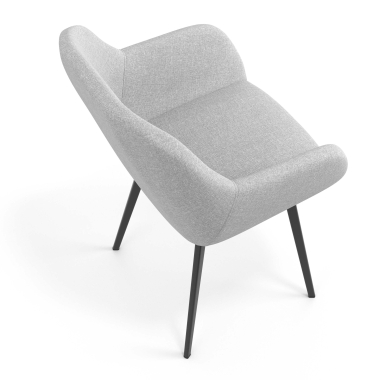 chaise visiteur noir gris clair 4 pattes tissu accoudoirs rembourres 7