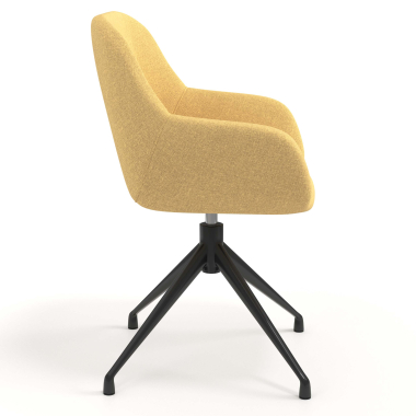 chaise de reunion noir jaune pivotante tissu accoudoirs rembourres 3