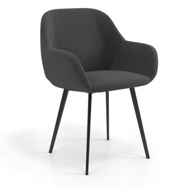 chaise visiteur noir anthracite 4 pattes tissu accoudoirs rembourres 1