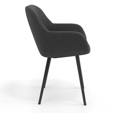 chaise visiteur noir anthracite 4 pattes tissu accoudoirs rembourres 3