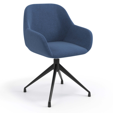 chaise de reunion noir bleu pivotante tissu accoudoirs rembourres 1