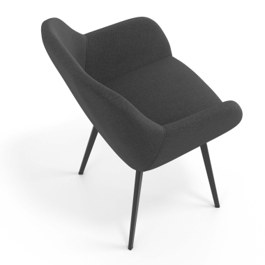 chaise visiteur noir anthracite 4 pattes tissu accoudoirs rembourres 7