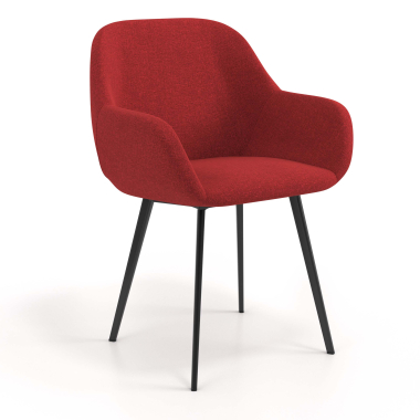 chaise visiteur noir rouge 4 pattes tissu accoudoirs rembourres 1