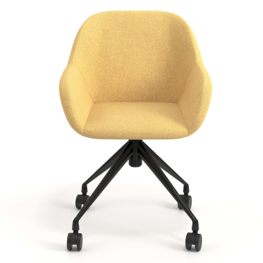 chaise de reunion noir jaune giratoire avec roulettes tissu accoudoirs rembourres 4
