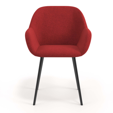 chaise visiteur noir rouge 4 pattes tissu accoudoirs rembourres 4