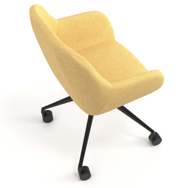 chaise de reunion noir jaune giratoire avec roulettes tissu accoudoirs rembourres 7