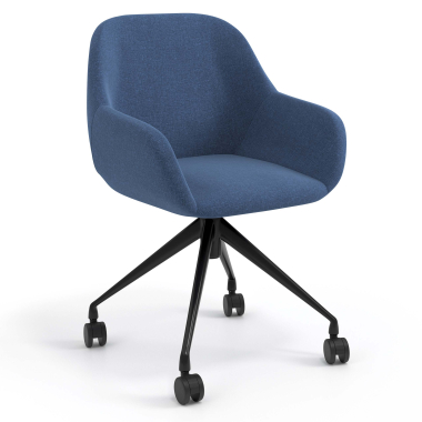 chaise de reunion noir bleu giratoire avec roulettes tissu accoudoirs rembourres 1
