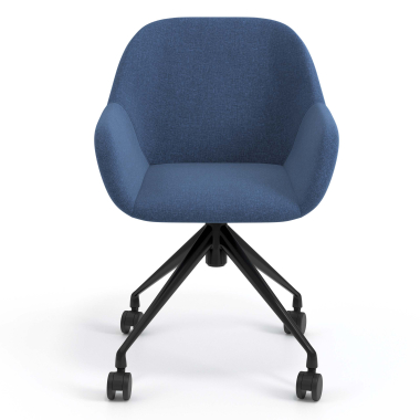 chaise de reunion noir bleu giratoire avec roulettes tissu accoudoirs rembourres 4