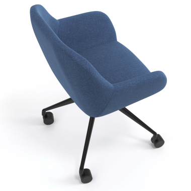 chaise de reunion noir bleu giratoire avec roulettes tissu accoudoirs rembourres 7