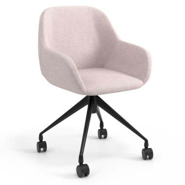 chaise de reunion noir beige giratoire avec roulettes tissu accoudoirs rembourres 1