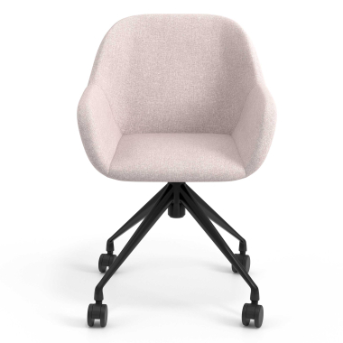 chaise de reunion noir beige giratoire avec roulettes tissu accoudoirs rembourres 4