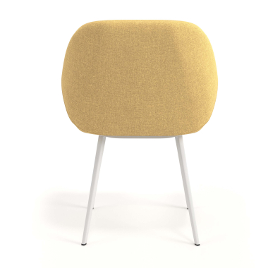 chaise visiteur blanc jaune 4 pattes tissu accoudoirs rembourres 6