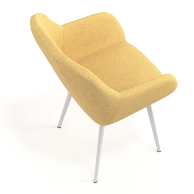 chaise visiteur blanc jaune 4 pattes tissu accoudoirs rembourres 7
