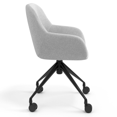 chaise de reunion noir gris clair giratoire avec roulettes tissu accoudoirs rembourres 3