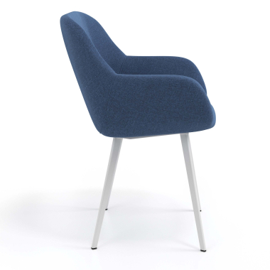 chaise visiteur blanc bleu 4 pattes tissu accoudoirs rembourres 3